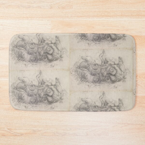 Item preview, Neptune by Leonardo da Vinci High Renaissance Mythological Drawing Art Print designed and sold by artofuniverse.