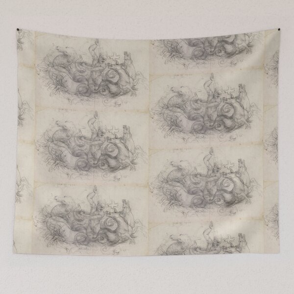 Item preview, Neptune by Leonardo da Vinci High Renaissance Mythological Drawing Art Print designed and sold by artofuniverse.
