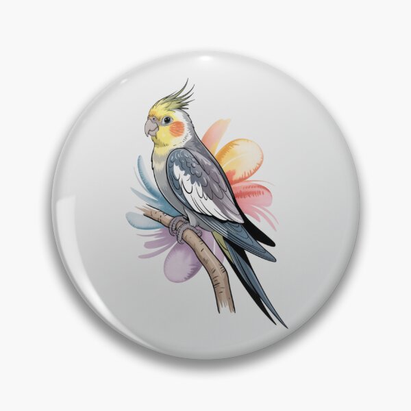 Item preview, cockatiel parrot perched sideways on a textured light‑brown tree branch designed and sold by 123ks.