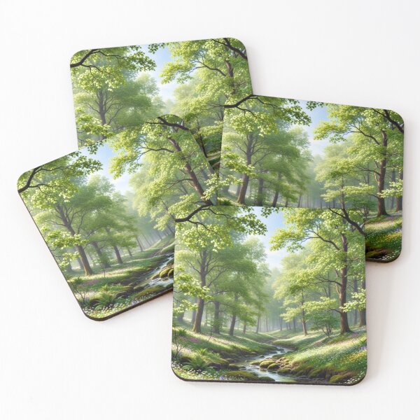 Item preview, Enchanted Forest Stream Sunlight Landscape Wall Art designed and sold by IntelliMindDesigns.