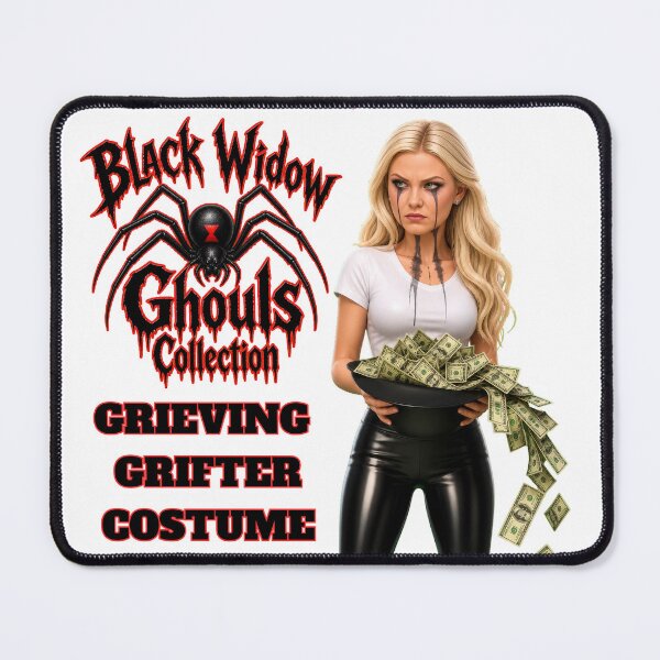 Item preview, Black Widow Ghouls “Grieving Grifter” Costume – Dark Humor Parody Halloween Shirt T-Shirt designed and sold by DyfunctionalTee.