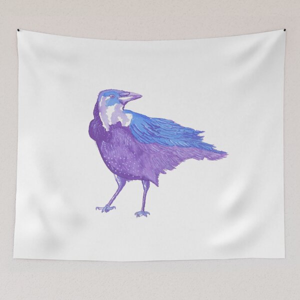 Item preview, Purple Blue Crow Watercolor Bird Illustration designed and sold by Fairfax-Curator.