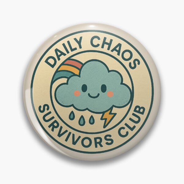 Item preview, Daily Chaos Survivors Club Cute Cloud Badge Design designed and sold by ChirpInc.