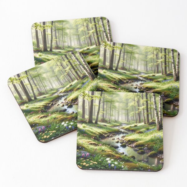 Item preview, Peaceful Woodland Creek Mossy Forest Wall Art designed and sold by IntelliMindDesigns.