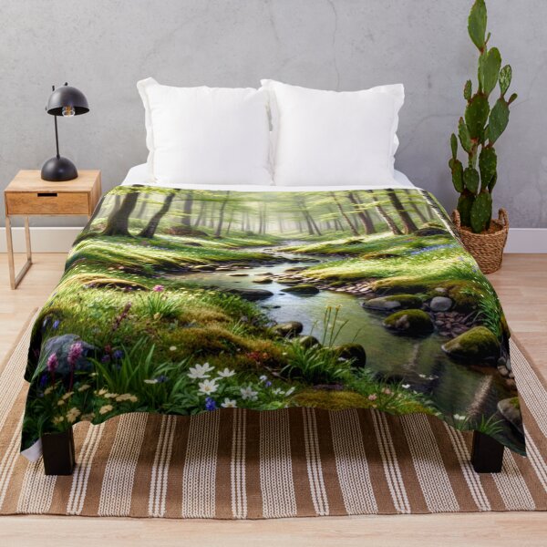 Item preview, Peaceful Woodland Creek Mossy Forest Wall Art designed and sold by IntelliMindDesigns.