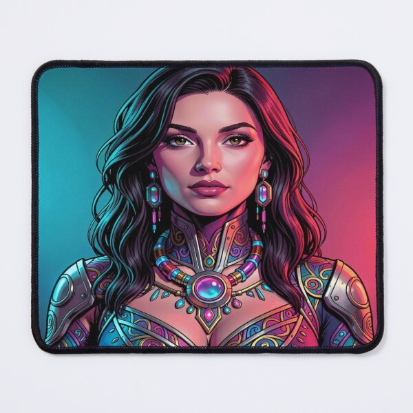 Item preview, Mystic Warrior Portrait in Fantasy Armor with Glowing Gemstone and Elegant Ornamental Details designed and sold by FotoworldEdel.
