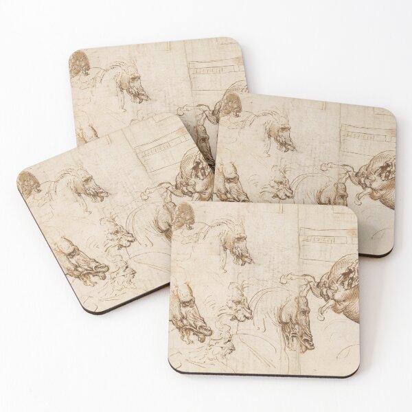 Item preview, Rearing Horse and Heads of Horses by Leonardo da Vinci: Renaissance Study Fine Art Print designed and sold by artofuniverse.
