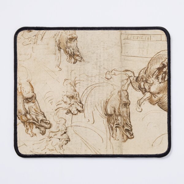 Item preview, Rearing Horse and Heads of Horses by Leonardo da Vinci: Renaissance Study Fine Art Print designed and sold by artofuniverse.