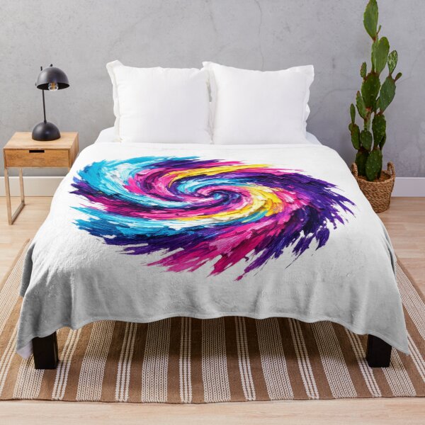 Item preview, Neon Galaxy Spiral Abstract Oil Painting designed and sold by tineldesign.