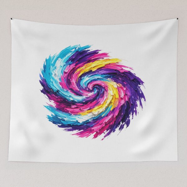 Item preview, Neon Galaxy Spiral Abstract Oil Painting designed and sold by tineldesign.