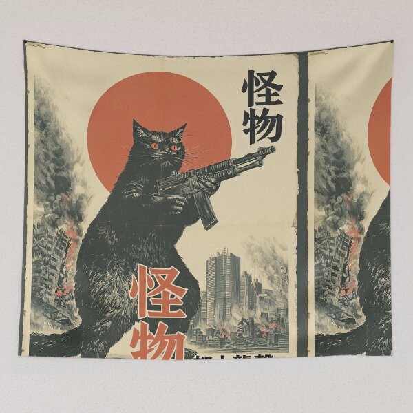 Item preview, Kaiju Cat Rampage – Japanese Monster Art designed and sold by obstinator.