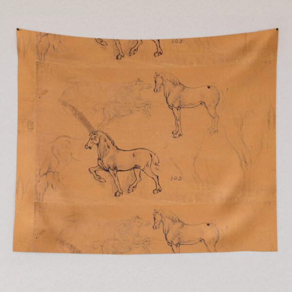Item preview, Recto Studies of Horses by Leonardo da Vinci High Renaissance Horse Study Fine Art Print designed and sold by artofuniverse.