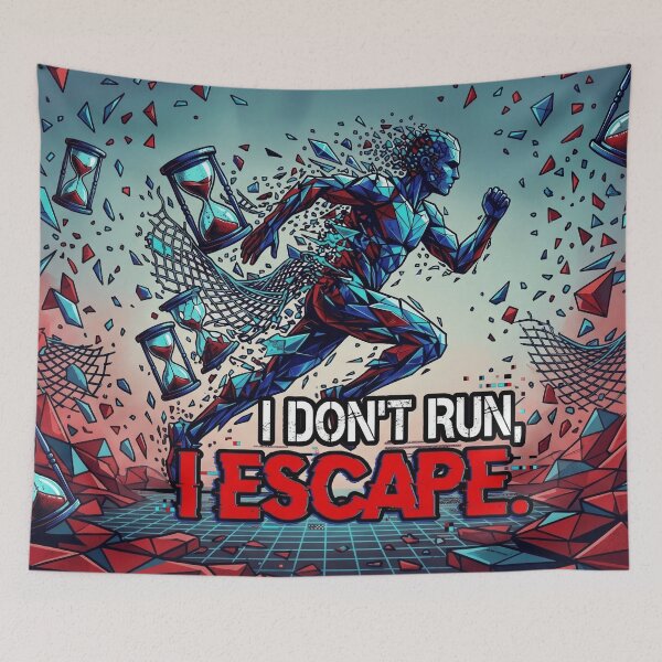 Item preview, I Don't Run I Escape | Glitch Art Techwear designed and sold by MarCinu Art.