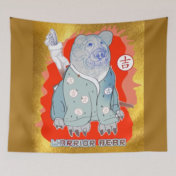 Item preview, Warrior Bear in Kimono, With Katana and Good Luck Symbol (Drawing by ACCI) designed and sold by VanyssaGraphics.