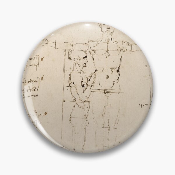 Item preview, Recto The Proportions of a Standing Kneeling and Sitting Man by Leonardo da Vinci: Renaissance Anatomical Study Fine Art Poster designed and sold by artofuniverse.