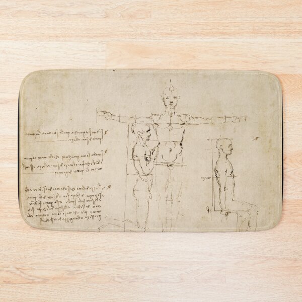Item preview, Recto The Proportions of a Standing Kneeling and Sitting Man by Leonardo da Vinci: Renaissance Anatomical Study Fine Art Poster designed and sold by artofuniverse.