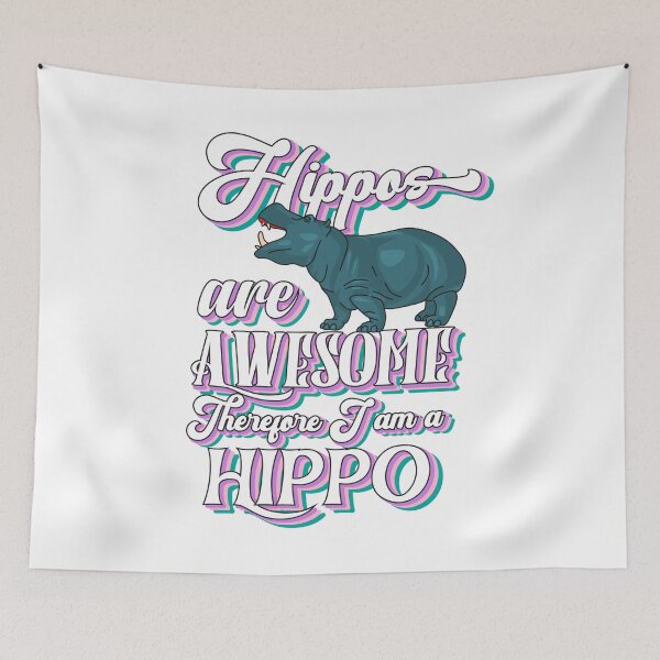 Item preview, Hippos are Awesome Therefore I am a Hippo funny hippopotamus quotes designed and sold by Pikkalo.