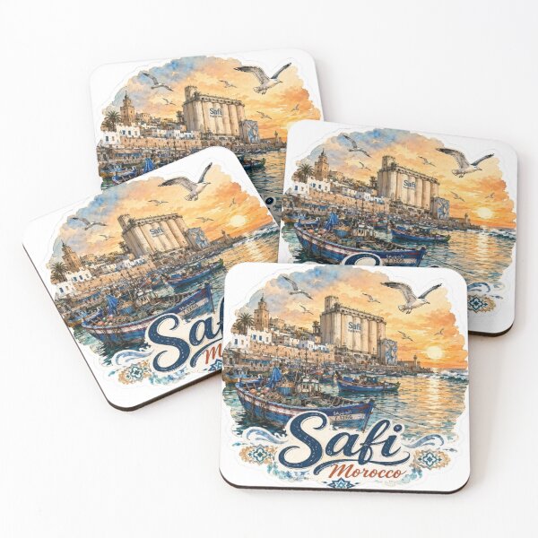 Item preview, Safi Morocco Fishing Port Vintage Coastal Travel Sticker designed and sold by Modefissi.