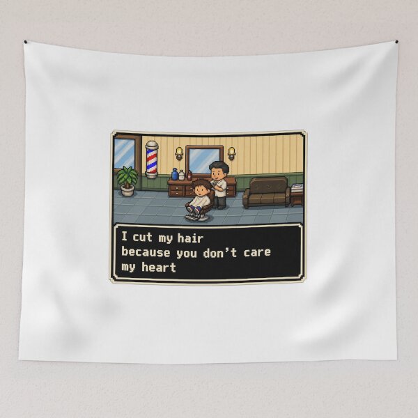 Item preview, I Cut My Hair Because You Don't Care My Heart - Retro gaming style designed and sold by Unpredictable Fat Cat.