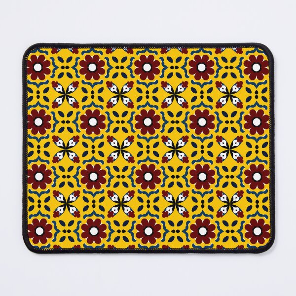 Item preview, Mediterranean Mediterranean Floral Tile Pattern - Vibrant Yellow & Ruby Boho Decor designed and sold by UniqueDesign751.