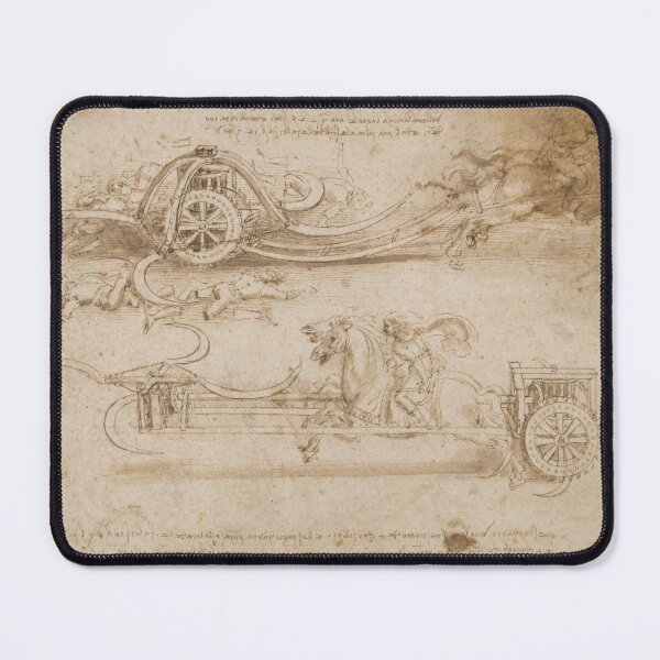 Item preview, Studies of Assault Chariots by Leonardo da Vinci Renaissance War Machine Study Fine Art Print designed and sold by artofuniverse.