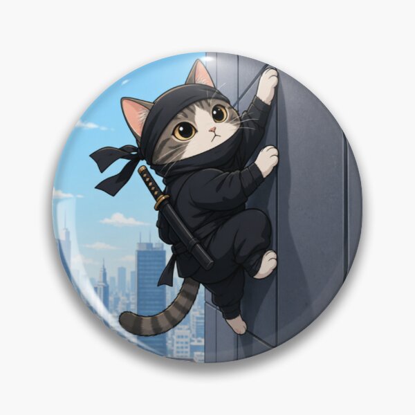 Item preview, Stealthy Ninja Cat Scaling Tokyo City Skyline designed and sold by SakuraMarket26.