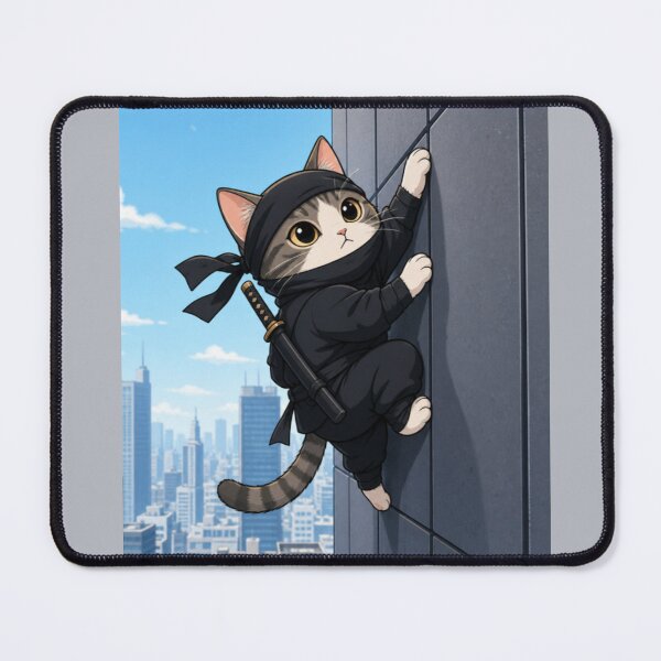 Item preview, Stealthy Ninja Cat Scaling Tokyo City Skyline designed and sold by SakuraMarket26.