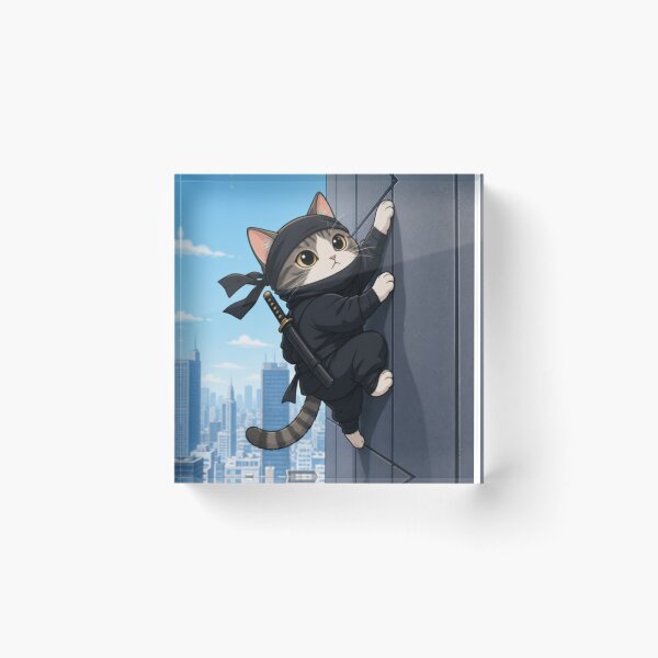 Item preview, Stealthy Ninja Cat Scaling Tokyo City Skyline designed and sold by SakuraMarket26.