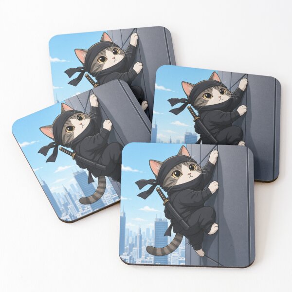 Item preview, Stealthy Ninja Cat Scaling Tokyo City Skyline designed and sold by SakuraMarket26.