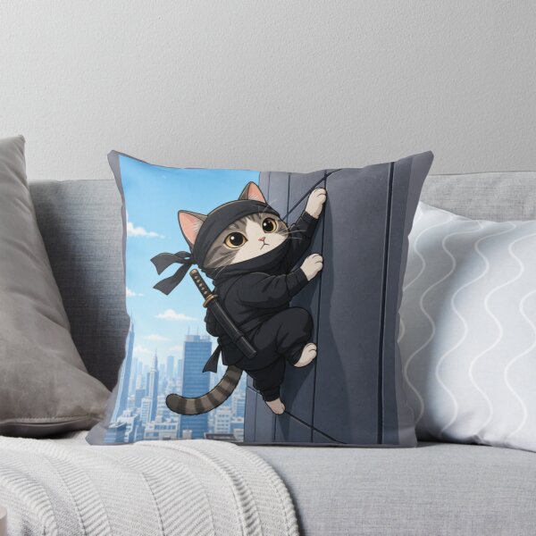 Item preview, Stealthy Ninja Cat Scaling Tokyo City Skyline designed and sold by SakuraMarket26.