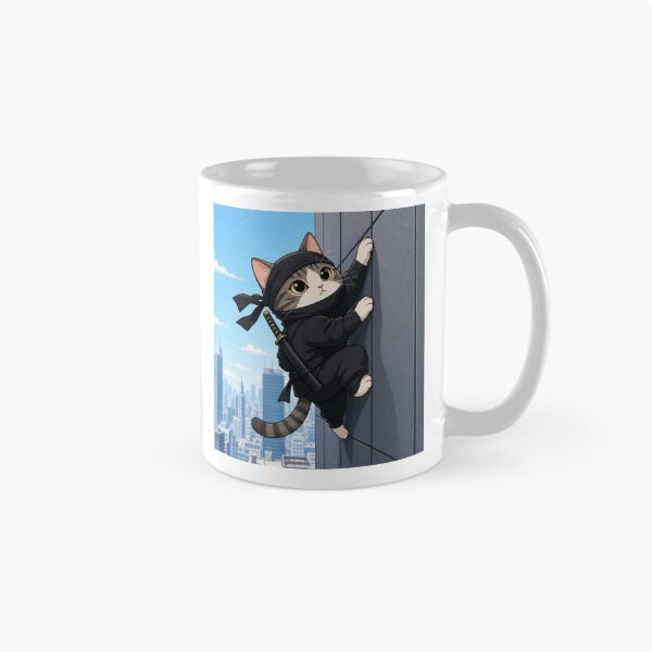 Item preview, Stealthy Ninja Cat Scaling Tokyo City Skyline designed and sold by SakuraMarket26.