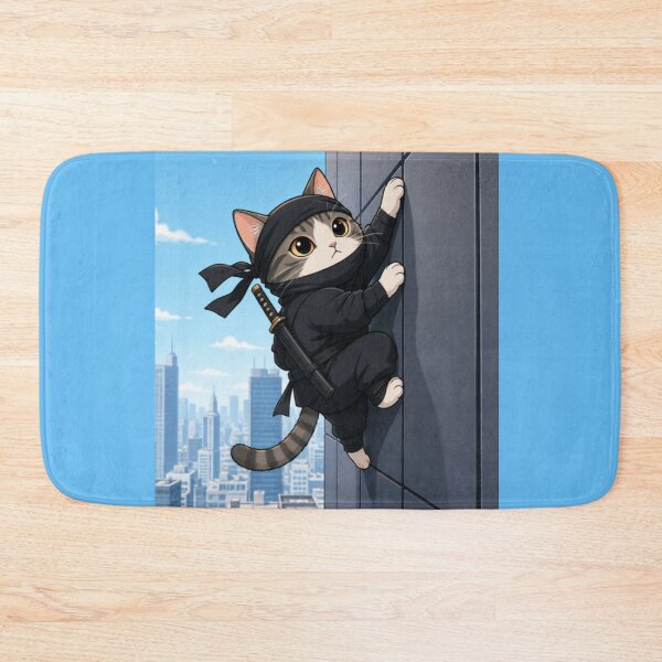 Item preview, Stealthy Ninja Cat Scaling Tokyo City Skyline designed and sold by SakuraMarket26.