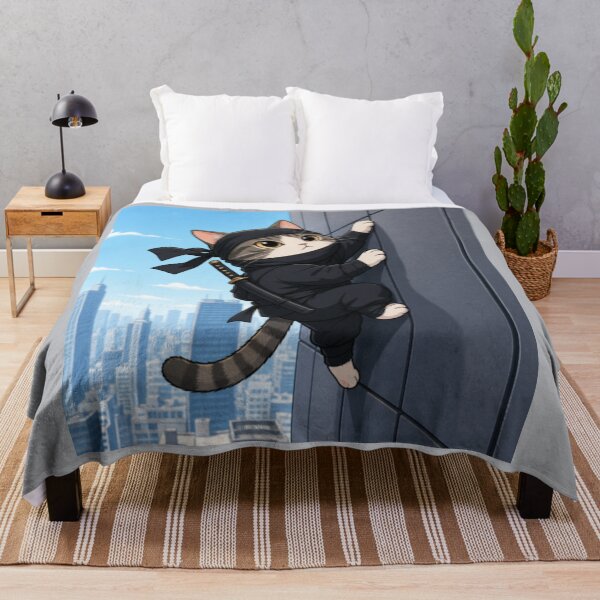 Item preview, Stealthy Ninja Cat Scaling Tokyo City Skyline designed and sold by SakuraMarket26.
