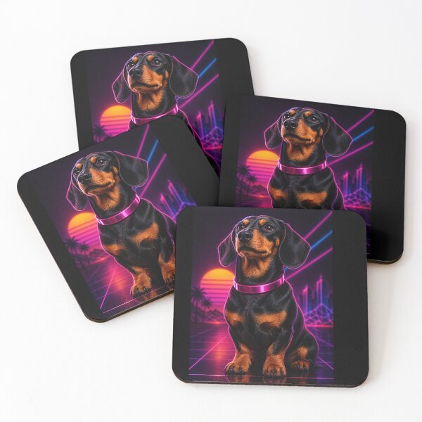 Item preview, Neon Dachshund Retro Vibes – Synthwave Dog 80s Style designed and sold by Gletschie.