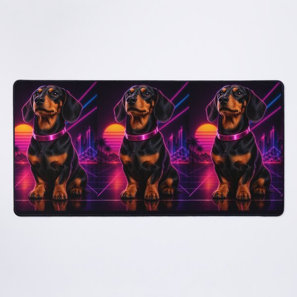 Item preview, Neon Dachshund Retro Vibes – Synthwave Dog 80s Style designed and sold by Gletschie.
