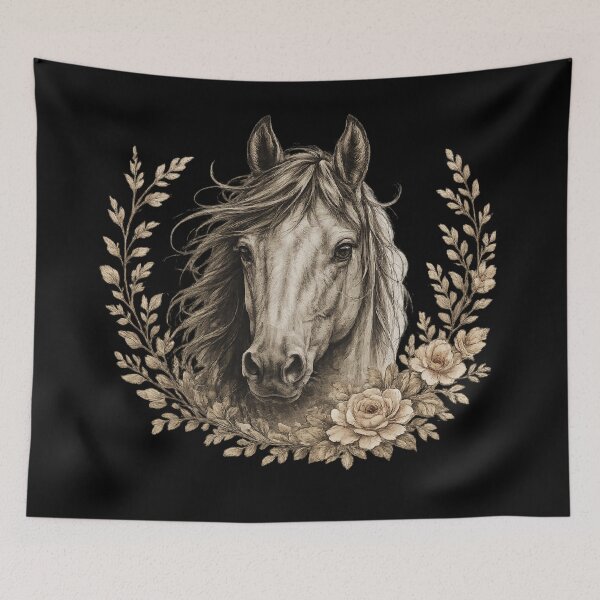 Item preview, Floral Horse Portrait – Vintage Western Equestrian Art designed and sold by  QuarterHorseArt by Just my Studio.