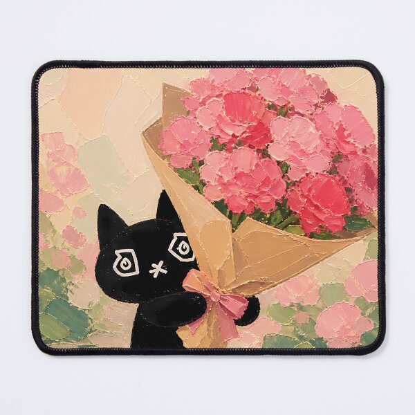 Item preview, Black Cat in Carnation Mother’s Day Floral Art designed and sold by PawsInBloom.