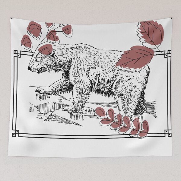 Item preview, Wild Bear & Botanical Linocut Art designed and sold by Kanniax.