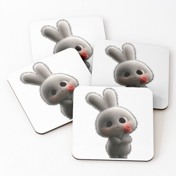 Item preview, Cute Bunny Rose Sticker PNG | Kawaii Rabbit Love Sticker | Adorable Fluffy Bunny Cartoon | Digital Download for WhatsApp & Telegram designed and sold by ashwin131.