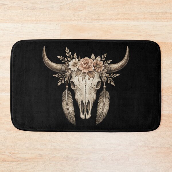Item preview, Boho Cow Skull with Flowers – Western Desert Aesthetic designed and sold by  QuarterHorseArt by Just my Studio.