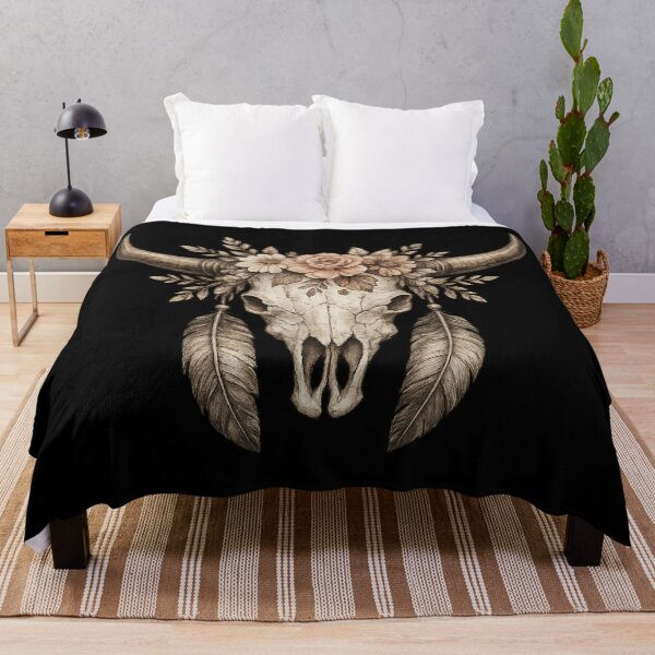 Item preview, Boho Cow Skull with Flowers – Western Desert Aesthetic designed and sold by  QuarterHorseArt by Just my Studio.