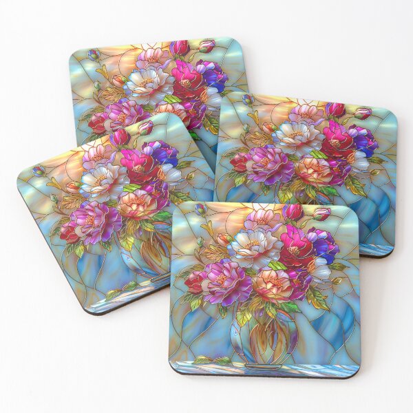 Item preview, Floral Bouquet in Vase – Stained Glass Floral Art designed and sold by MargaretWiktor.