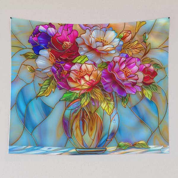 Item preview, Floral Bouquet in Vase – Stained Glass Floral Art designed and sold by MargaretWiktor.