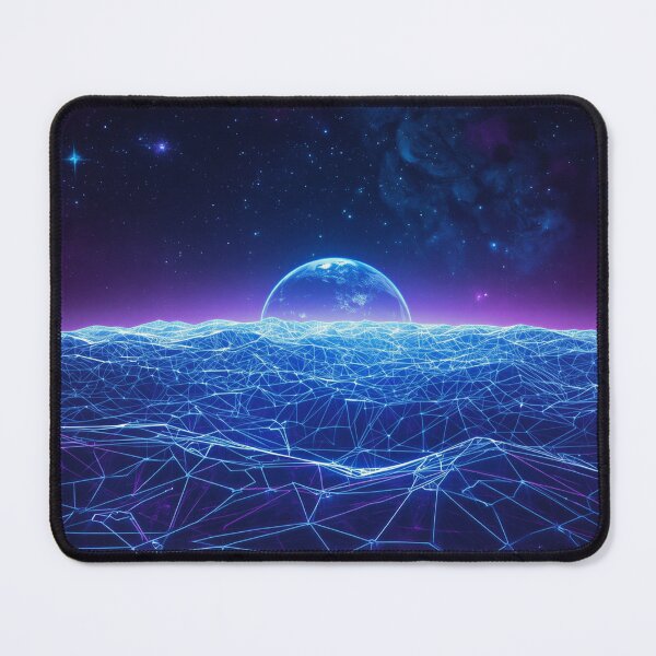 Item preview, Cosmic Grid World Curtain – Futuristic Space Network Landscape designed and sold by Luminous Wilds.