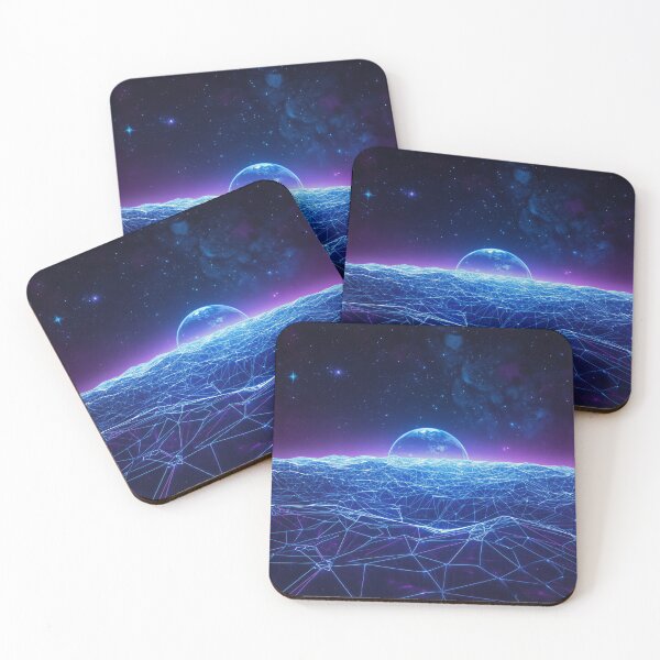 Item preview, Cosmic Grid World Curtain – Futuristic Space Network Landscape designed and sold by Luminous Wilds.