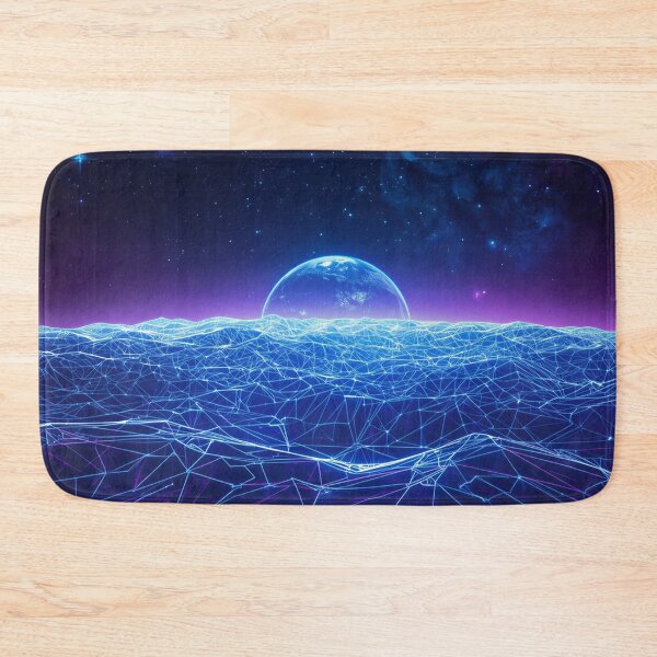 Item preview, Cosmic Grid World Curtain – Futuristic Space Network Landscape designed and sold by Luminous Wilds.