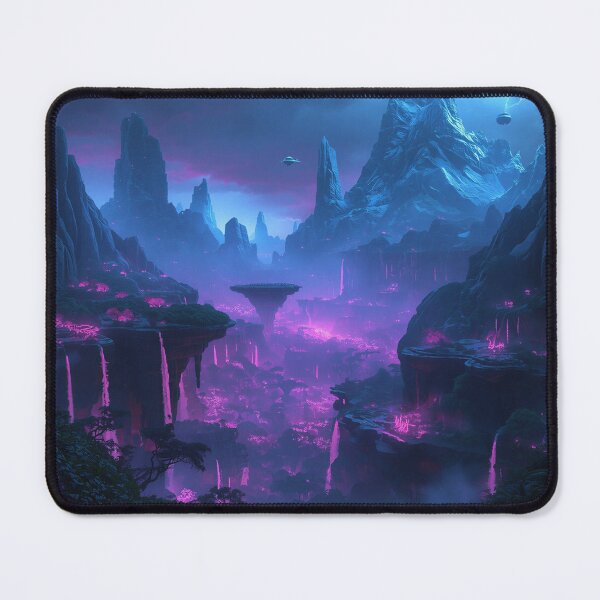 Item preview, Bioluminescent Floating Mountains Fantasy Landscape Art designed and sold by Luminous Wilds.