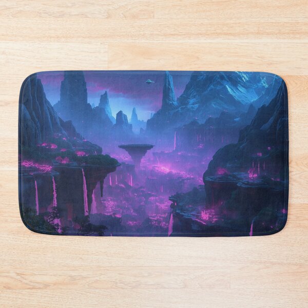 Item preview, Bioluminescent Floating Mountains Fantasy Landscape Art designed and sold by Luminous Wilds.