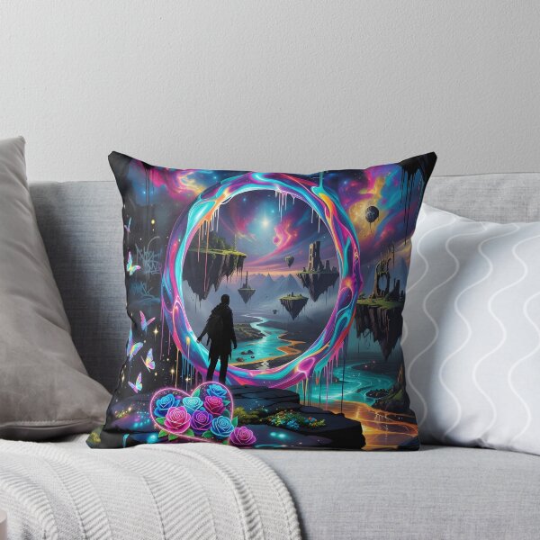 Item preview, Surreal Neon Portal with Floating Islands – Fantasy Dreamscape Aesthetic Art designed and sold by DreamyWallVibes.