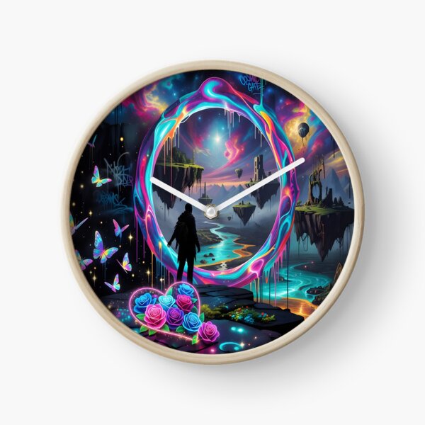Item preview, Surreal Neon Portal with Floating Islands – Fantasy Dreamscape Aesthetic Art designed and sold by DreamyWallVibes.